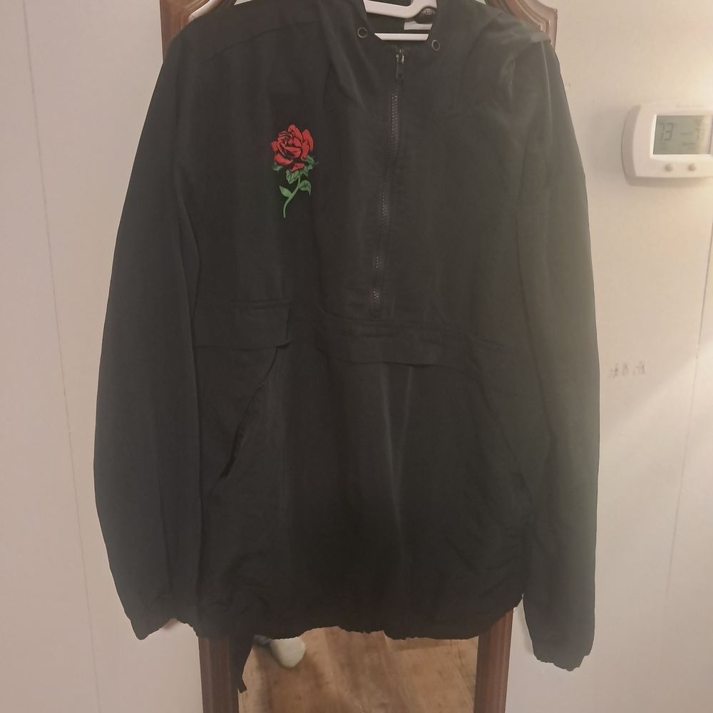Rue21 Black Jacket with Red Floral Detail
